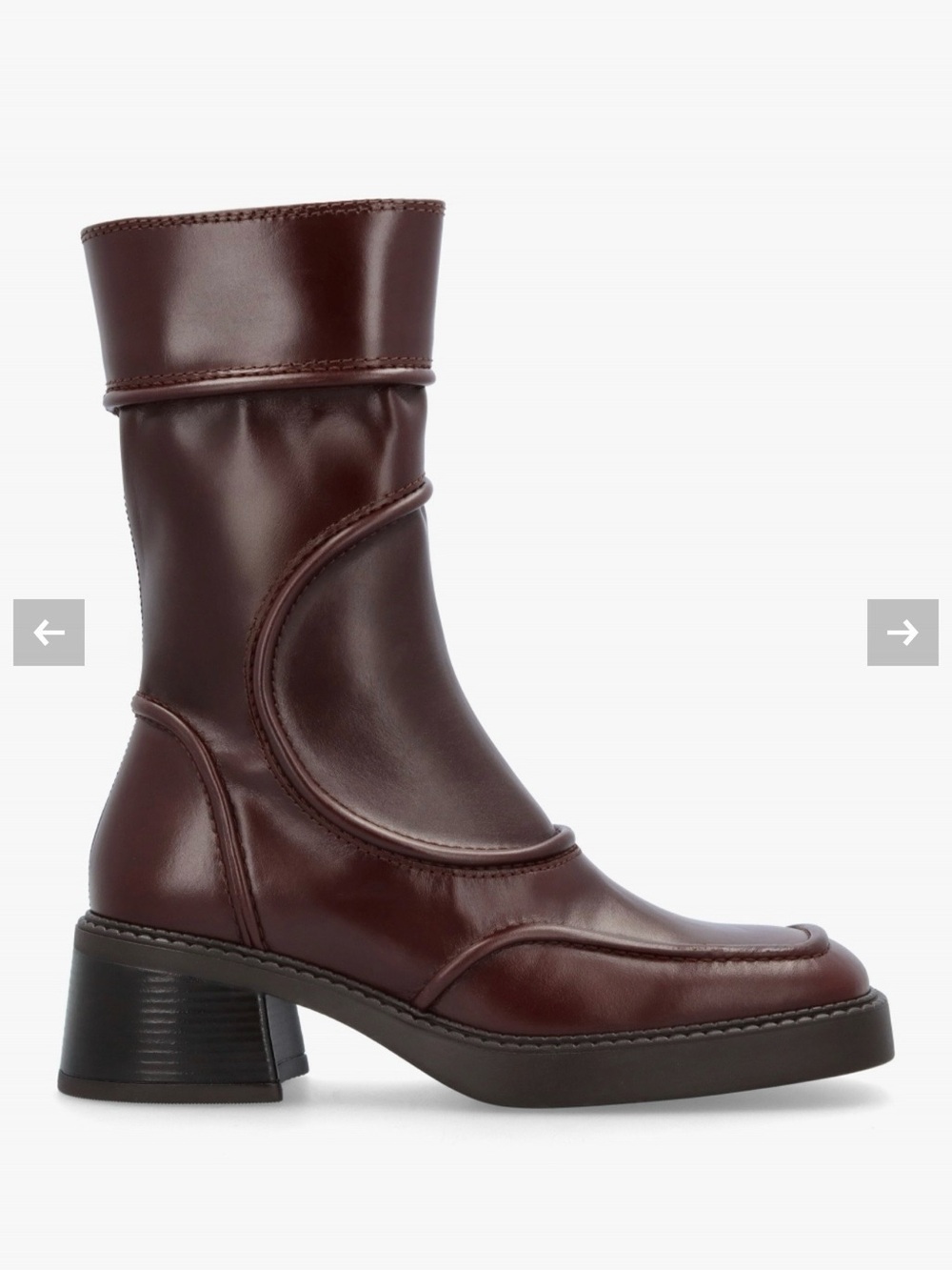 Miista Malene Brown Mid-Calf Leather Block Heel Boots